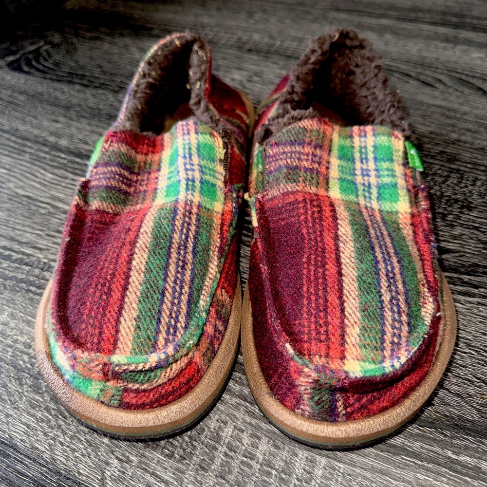 New Sz 5 Sanuk‎ Vagabond Sidewalk Surfer 50% Wool Loafer Shoes Slippers Youth